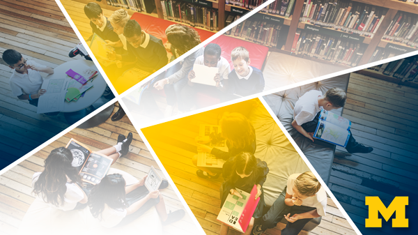 Students studying in a library