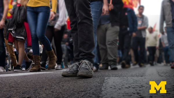 A crowd on a street