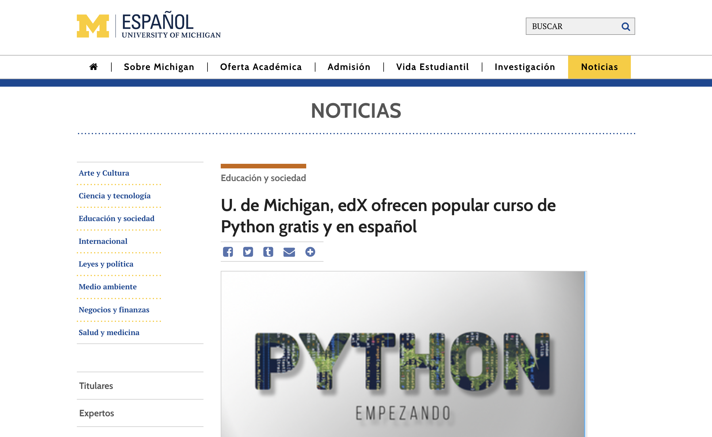 U. de Michigan, edX ofrecen popular curso de Python gratis y en español