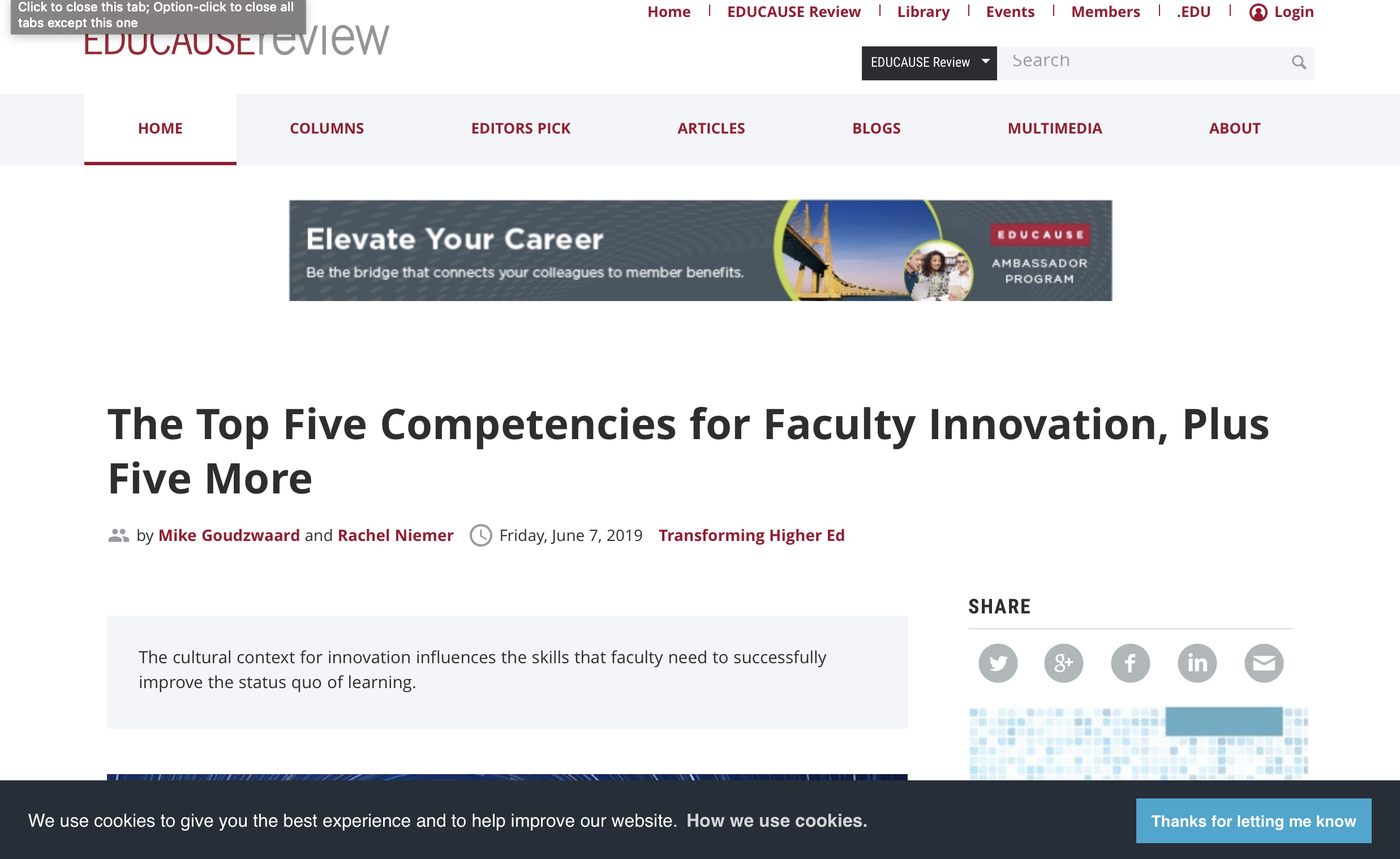 The Top Five Competencies for Faculty Innovation, Plus Five More