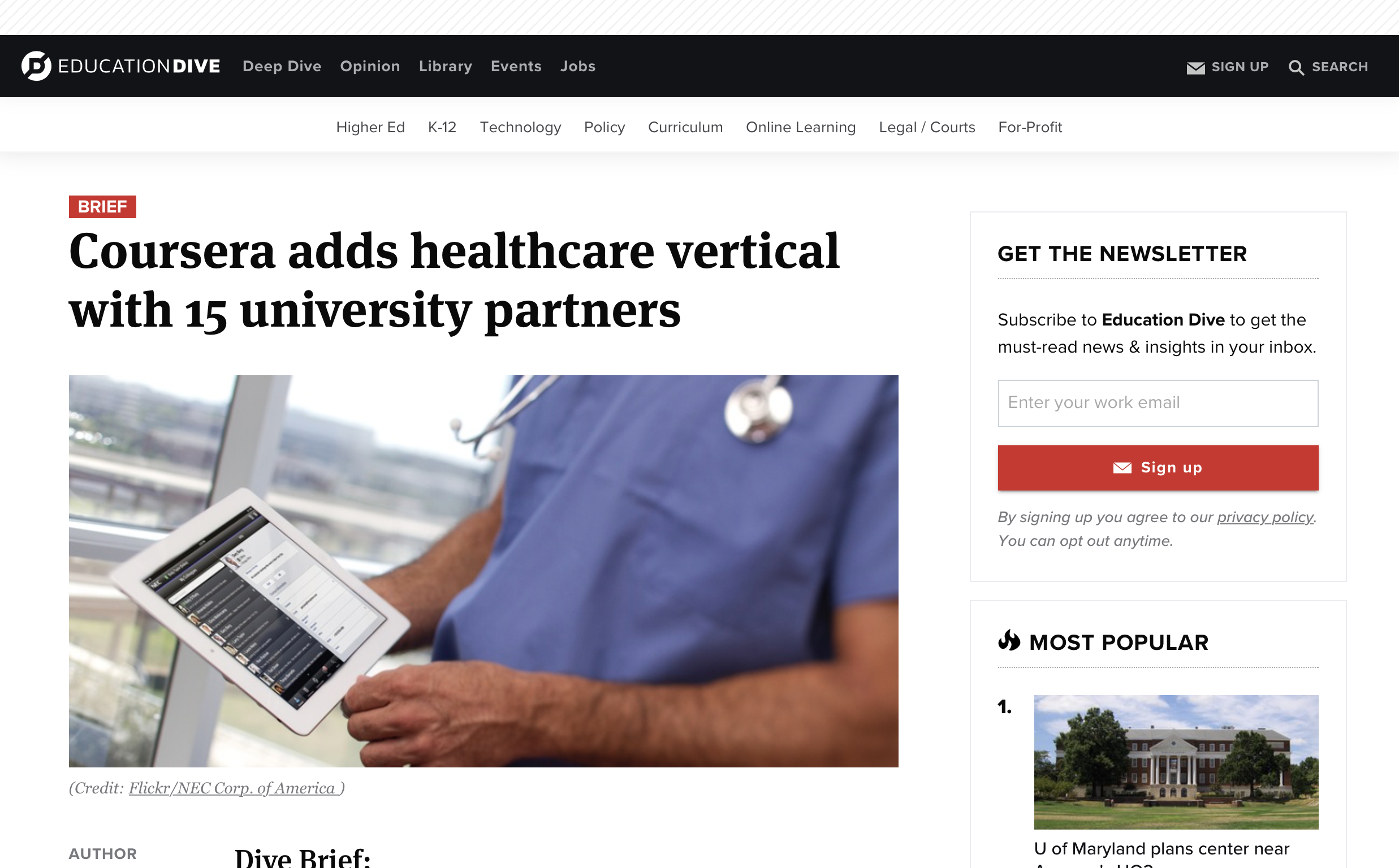 Coursera Adds Healthcare Vertical with 15 University Partners