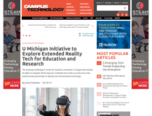 Screenshot image from a Campus Technology story about the Extended Reality initiative at the University of Michigan.