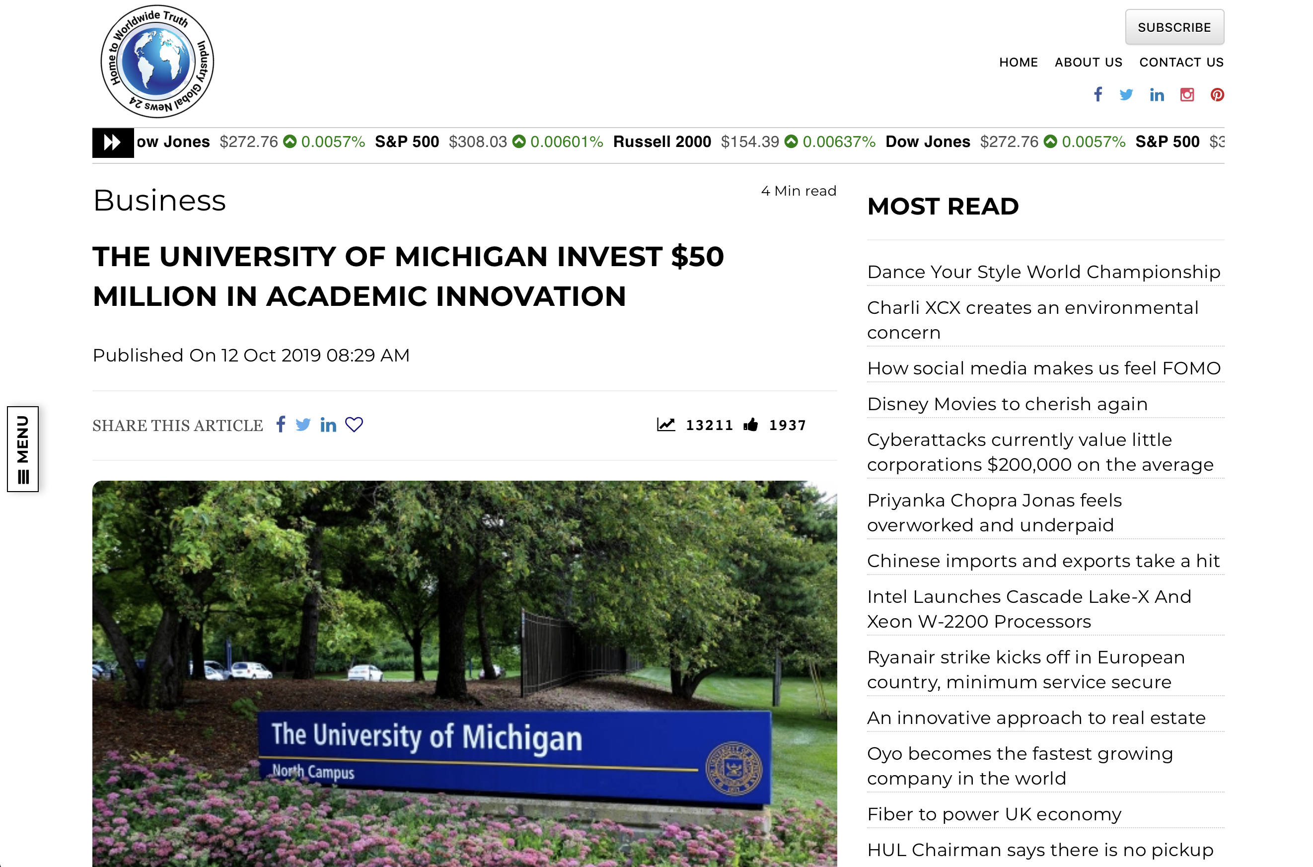 The University of Michigan Invest $50 Million in Academic Innovation
