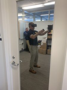 Mike Daniel trying out the Oculus Quest VR headshot