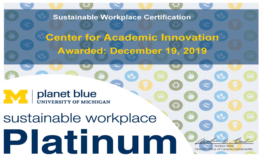 Achieving Platinum Certification for Workplace Sustainability – Center