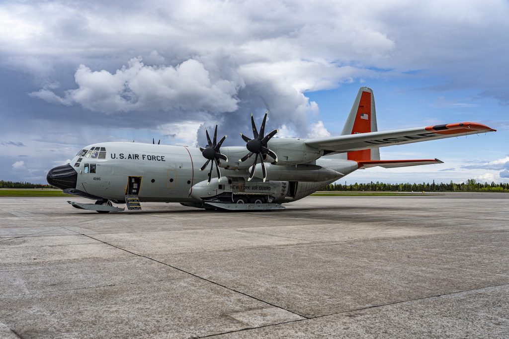 United States Air Force LC-130 Skibird at the Canadian Forces Base Goose Bay in Greenland.