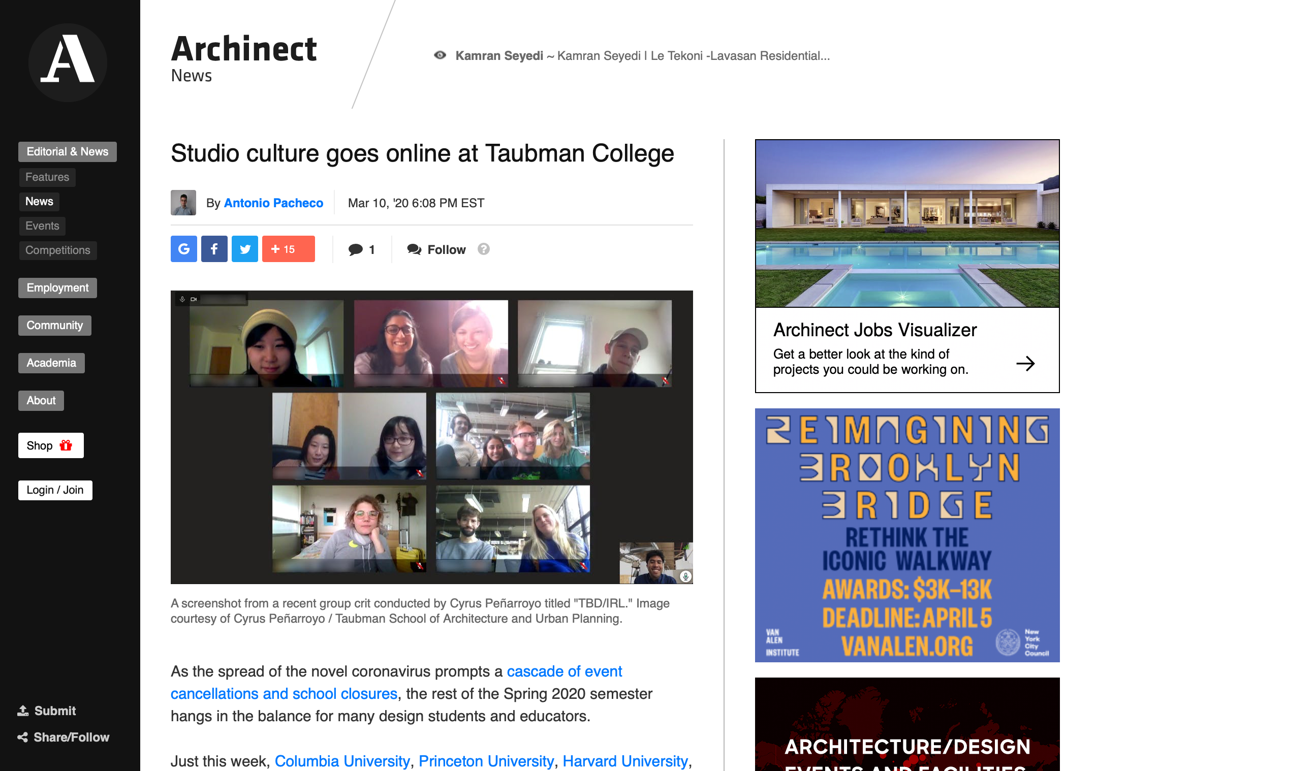 Studio culture goes online at Taubman College
