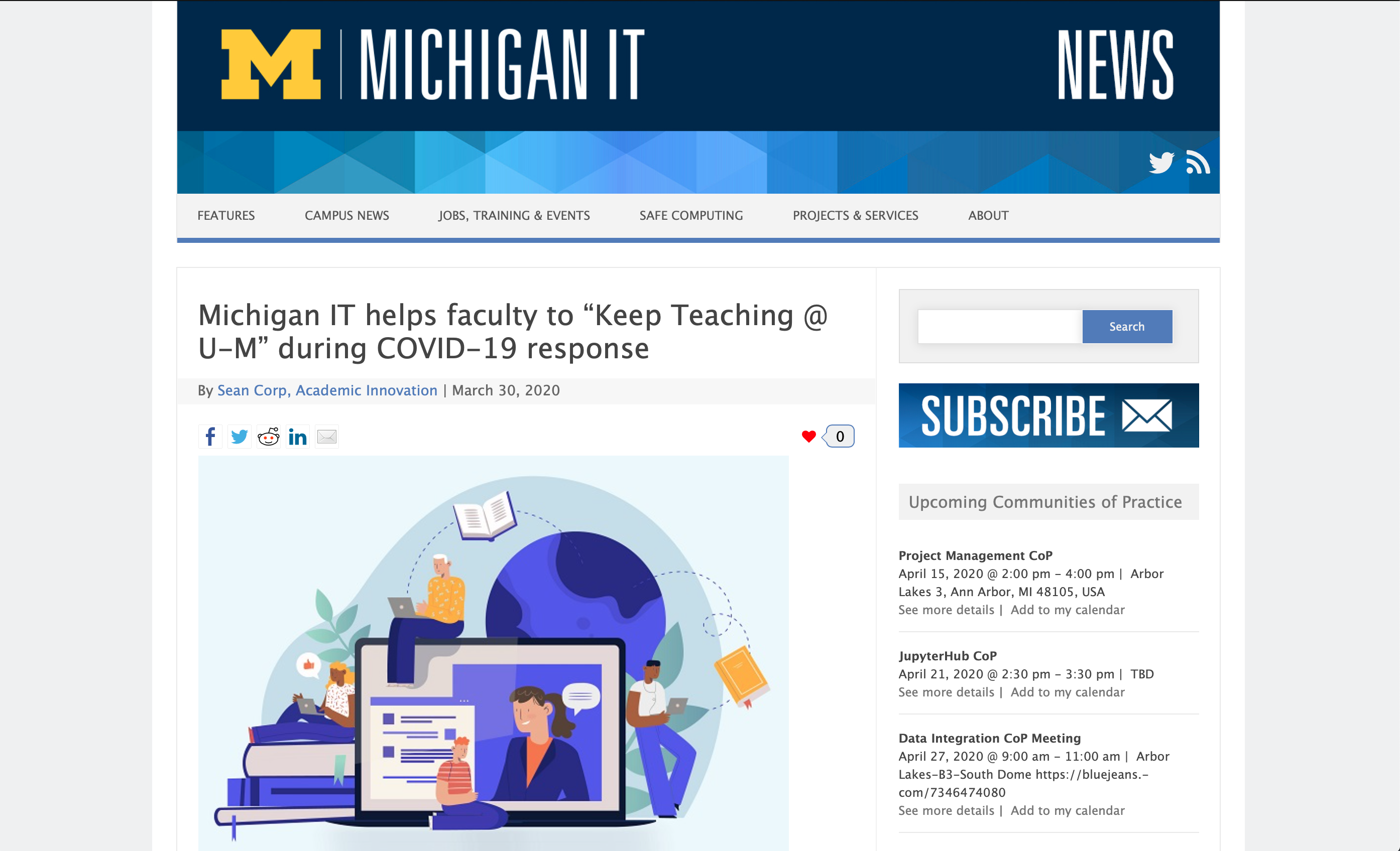 Michigan IT helps faculty to “Keep Teaching @ U-M” during COVID-19 response