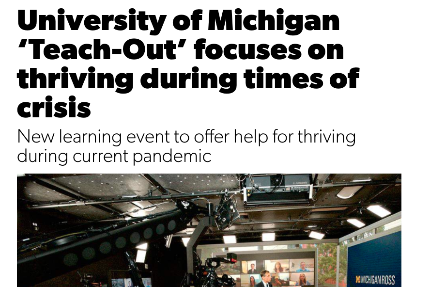 University of Michigan ‘Teach-Out’ focuses on thriving during times of crisis
