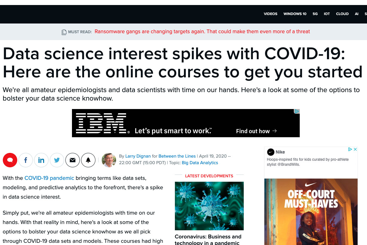 Data science interest spikes with COVID-19: Here are the online courses to get you started
