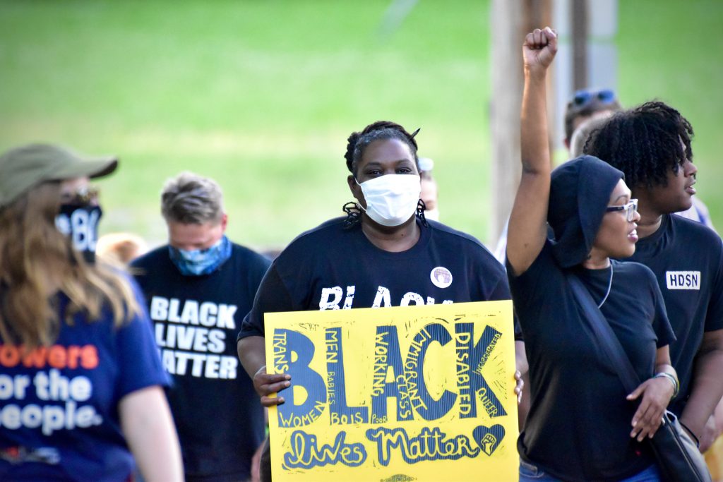 people marching in black lives matter protest