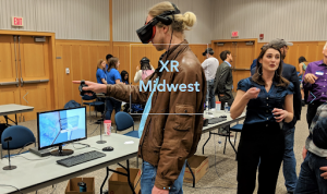 Attendee of XR Midwest conference using VR headset