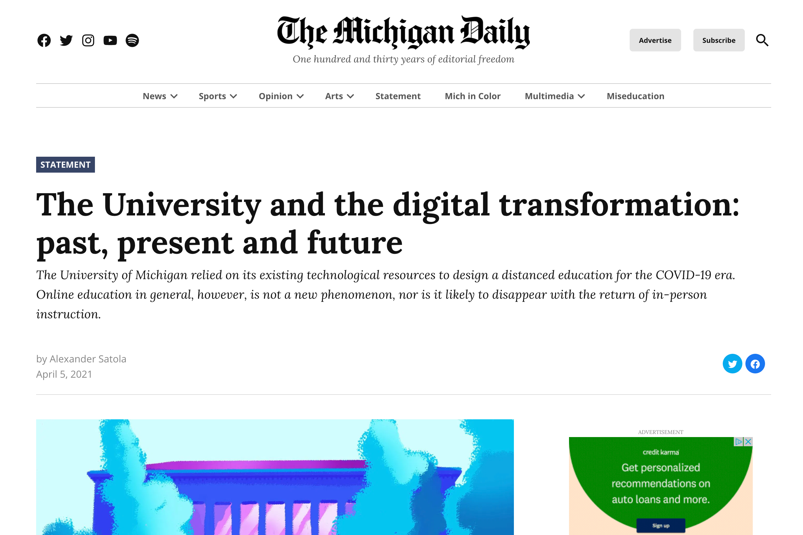 The University and the digital transformation: past, present and future