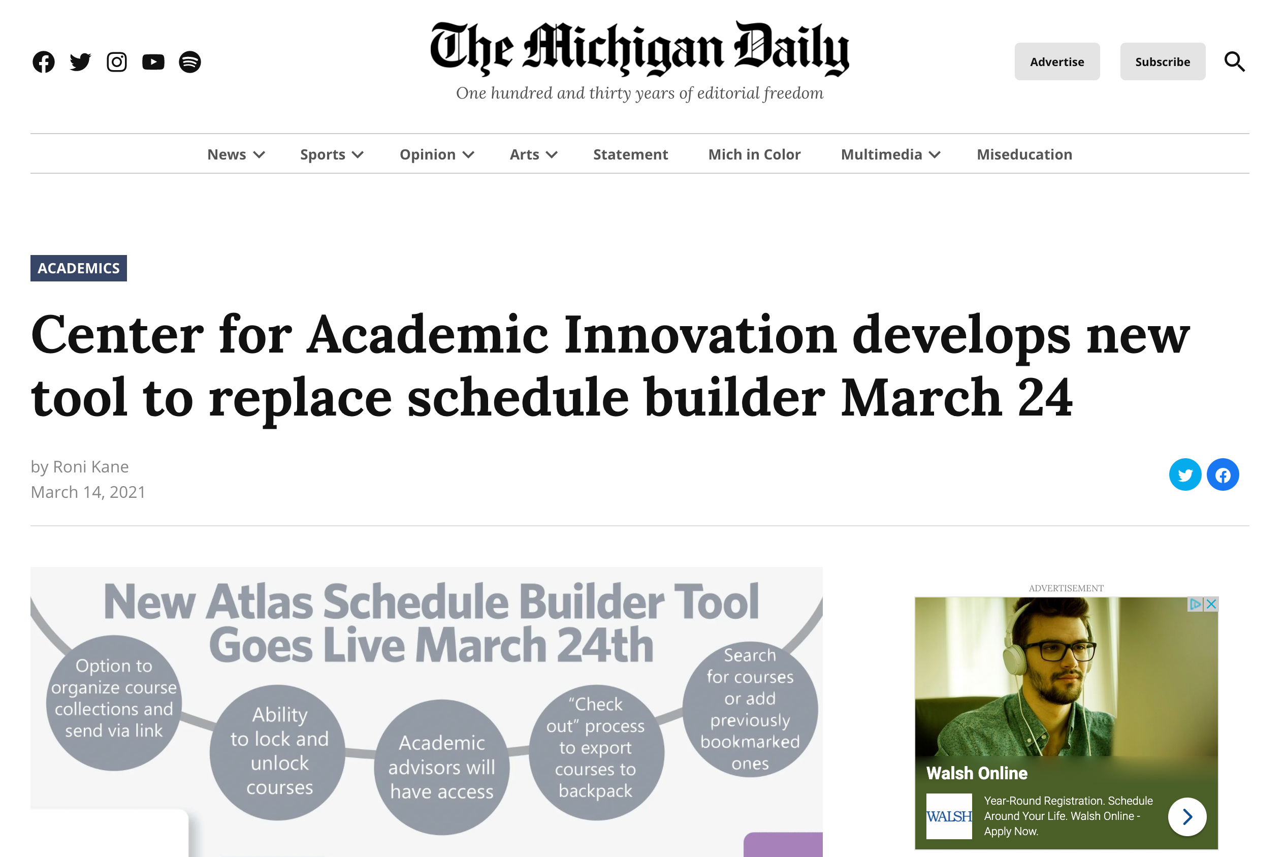 Center for Academic Innovation develops new tool to replace schedule builder March 24