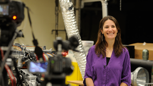 Woman smiling in lab